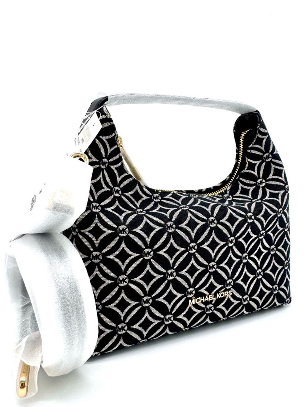Michael Kors Ember Small Logo Jacquard Messenger Bag Black